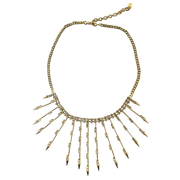 Arrow Gold-tone & Rhinestone Adjustable Necklace 16.5"- 19.5" Glamcore - Picture 8 of 8